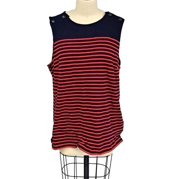 Banana Republic Tops - New Banana Republic navy blue and red strip tank top size XL